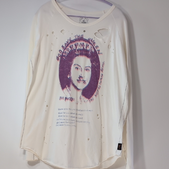 Trunk | Sex Pistols Cream And Purple Distressed Long Sleeve Cotton Tee Size XL - Picture 2 of 9